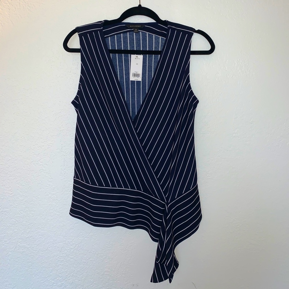 Banana Republic asymmetrical striped tank